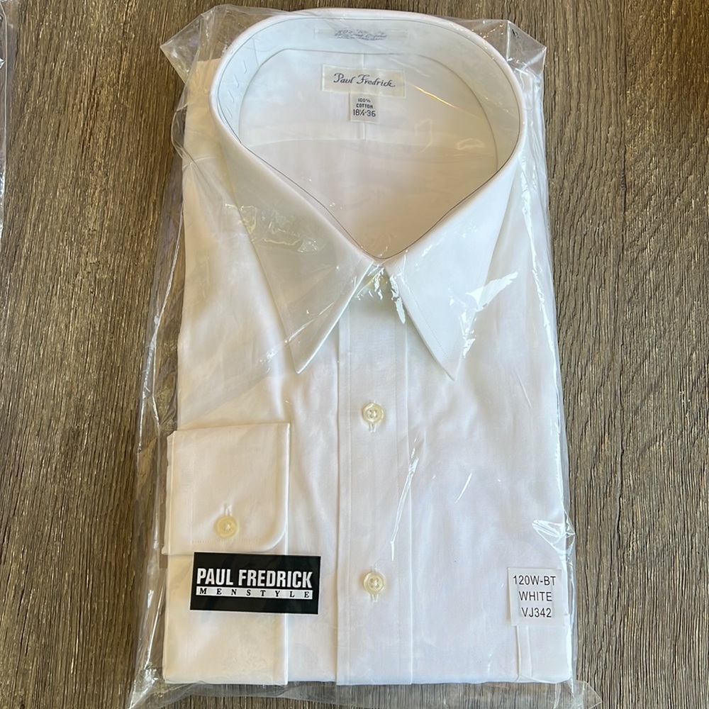 New in bag Paul Fredrick white 80s two ply pinpoint oxford shirt